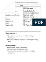 Job Description for Environmental Health and Safety Manager
