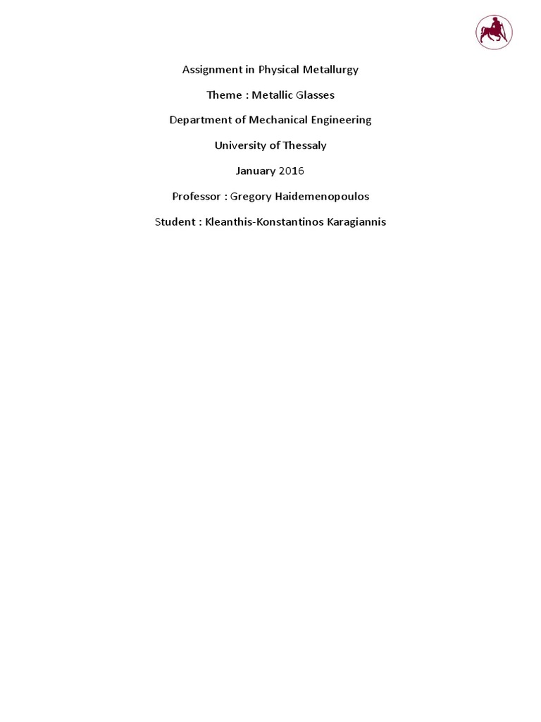 Assignment in Metallic Glasses PDF | Descargar gratis PDF | Melting ...