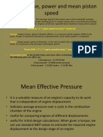 Engine Torque, Power and Mean Piston Speed