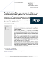 Foreign Bodies of The Ear and Nose in Children and Its Correlation With Right or Left Handed Children