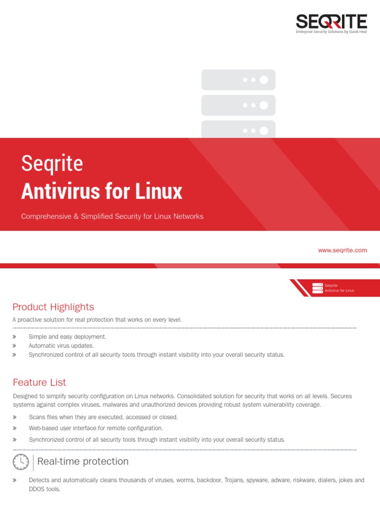 Seqrite Antivirus For Linux Datasheet Pdf Computer Virus