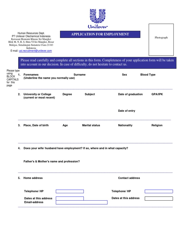 Job Application Form | PDF | Further Education | Languages