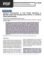 Farmer's Participation in Irish Potato Marketing in Njombe Urban and Wanging'ombe District, in Tanzania: Value Determinants