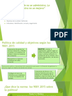 Indicadores, Objetivos y Politica de Calidad. Capacitación Calidad 2016 PDF