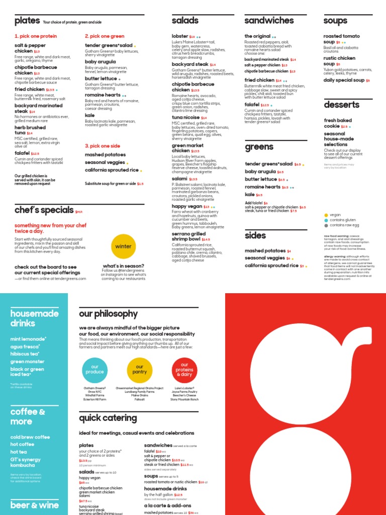 Tender Greens Menu NYC Coleslaw Salad