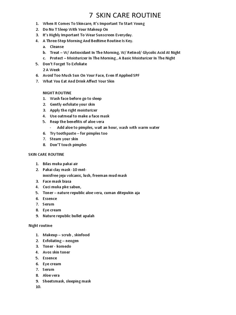 Essential 7-Step Skin Care Routine | PDF