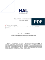 2003 - La Gestion Des Connaissances