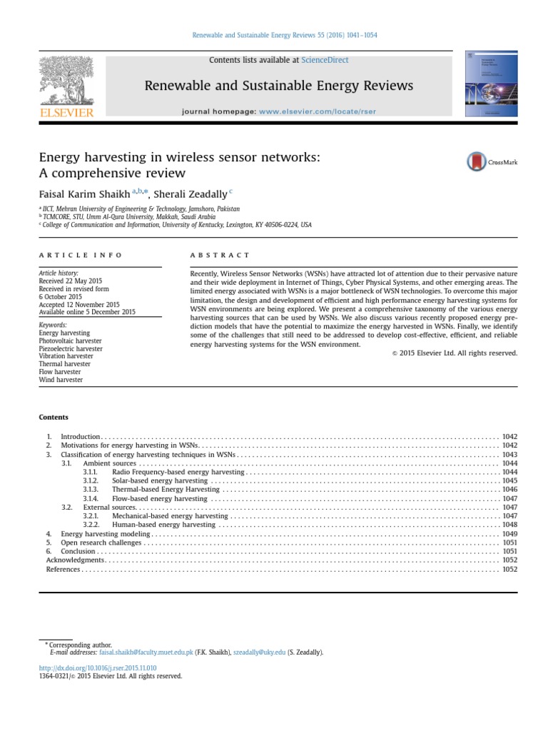 Energy Harvesting in Wireless Sensor Networks | PDF | Wireless Sensor ...