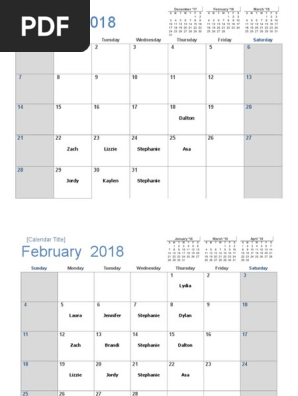 2018 Calendar Light