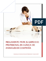 Reglamento Para El Ejercicio Profesional en Clínica de Animales de Compañía (Aprobado Agptes. 11-07-15)