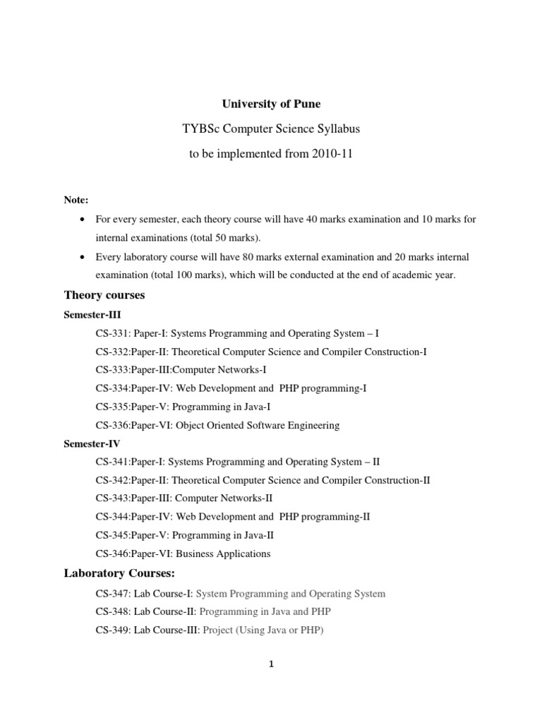 TYBSc Computer Science Syllabus 2010-11 | PDF | Scheduling (Computing ...