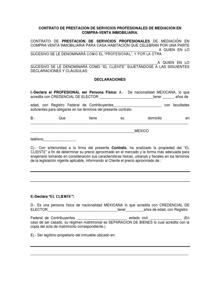 Contrato de Mediacion de CompraVenta Inmobiliaria Con