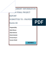 Management Information System Final Project Submitted To: Professor Kazim Ali