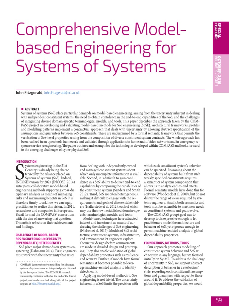 Model-Based Engineering for SoS | PDF | Conceptual Model | Formal ...