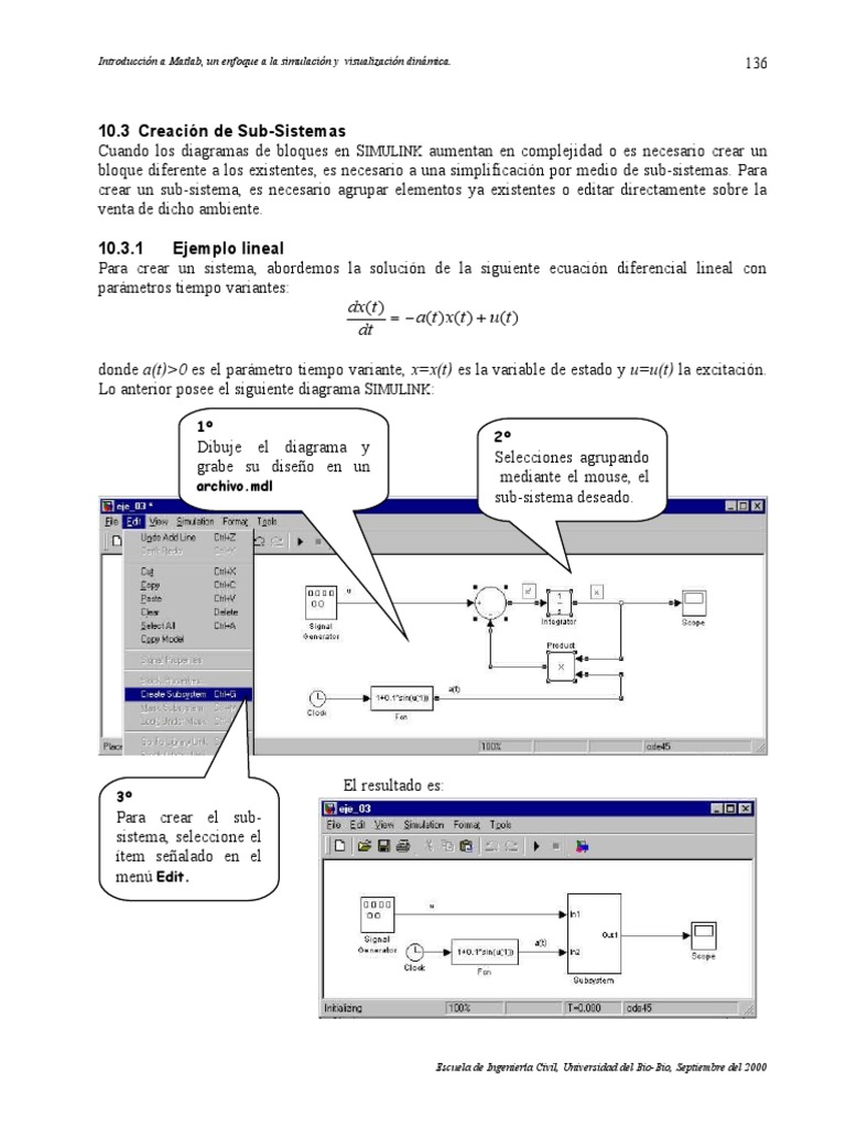 Subsistemas en Simulink Descargar gratis PDF Matlab Ecuaciones