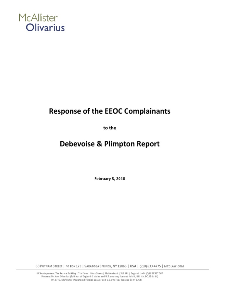 EEOC Complainants' Response to Report | PDF | Hostile Work Environment ...