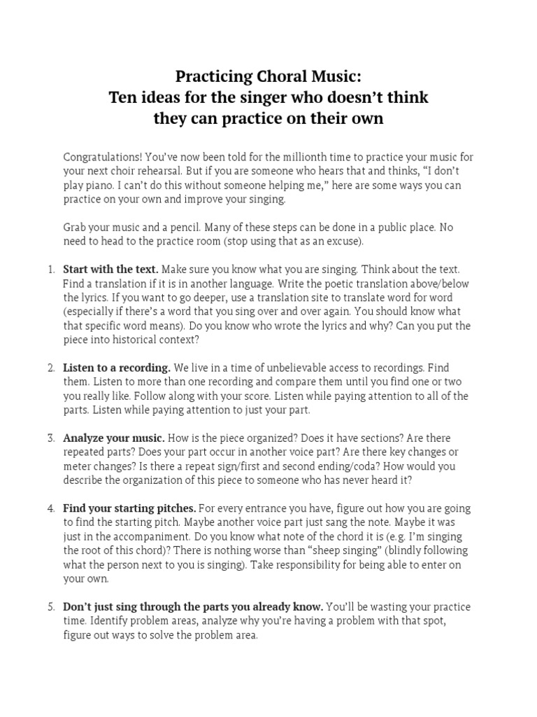 Practicing Choral Music Singing Choir