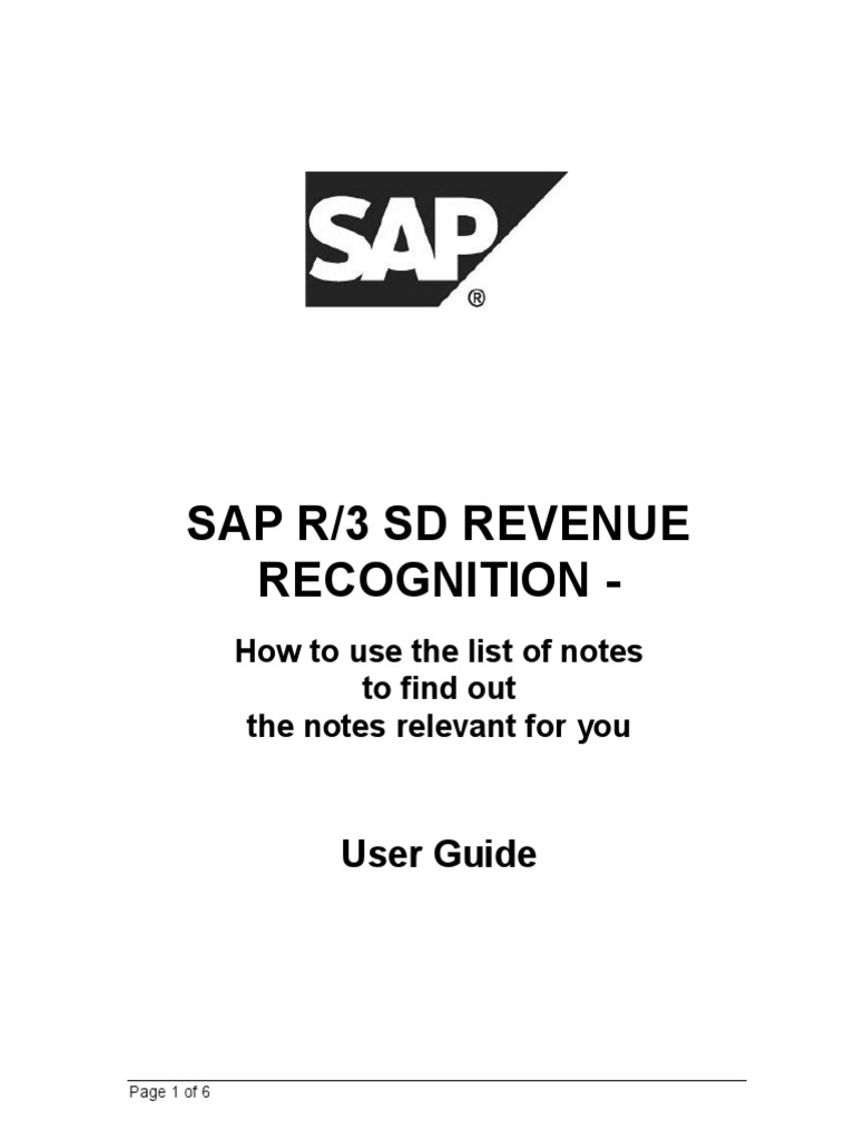 Sap R/3 SD Revenue Recognition - : User Guide | PDF | Debits And ...