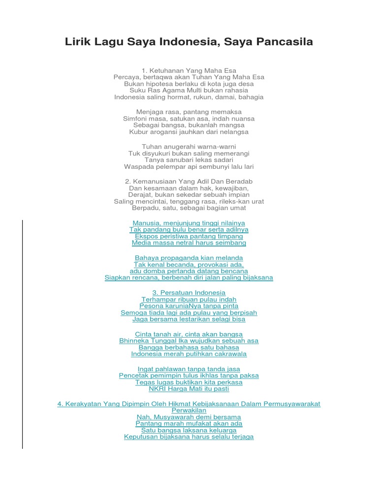 Lirik Lagu Saya Indonesia