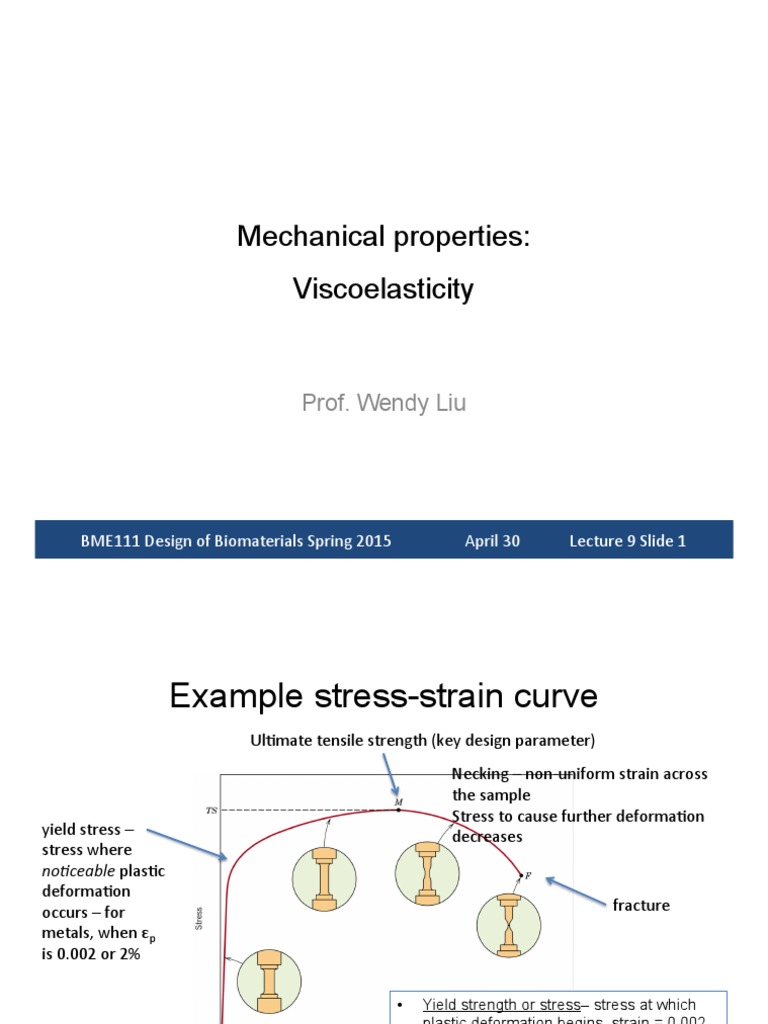 Mechanical Properties Viscoelasticity Prof. Wendy Liu PDF