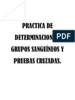 Practica de Determinacion de Grupos Sanguíneos y Pruebas Cruzadas