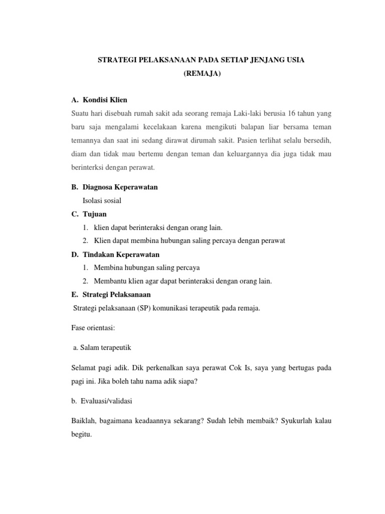 Strategi Pelaksanaan Remaja Docx