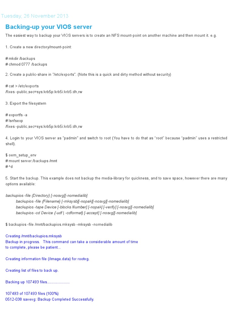 VIOS Server Backup Guide | PDF