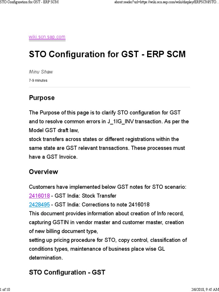 STO GST Configuration Guide | PDF | Invoice | Value Added Tax
