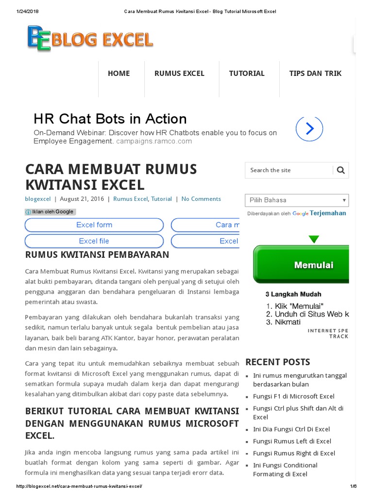 Cara Membuat Rumus Kwitansi Excel Blog Tutorial Microsoft
