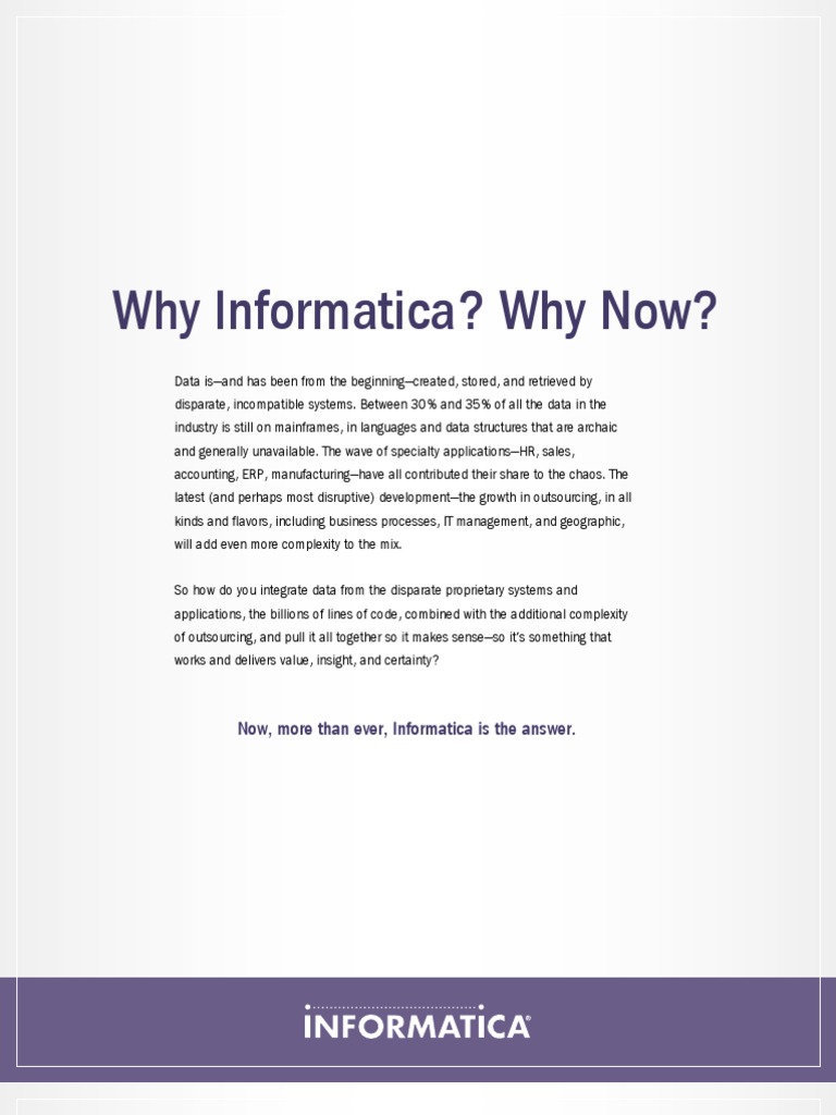 Why Choose Informatica for Data Integration? | PDF | Computing ...