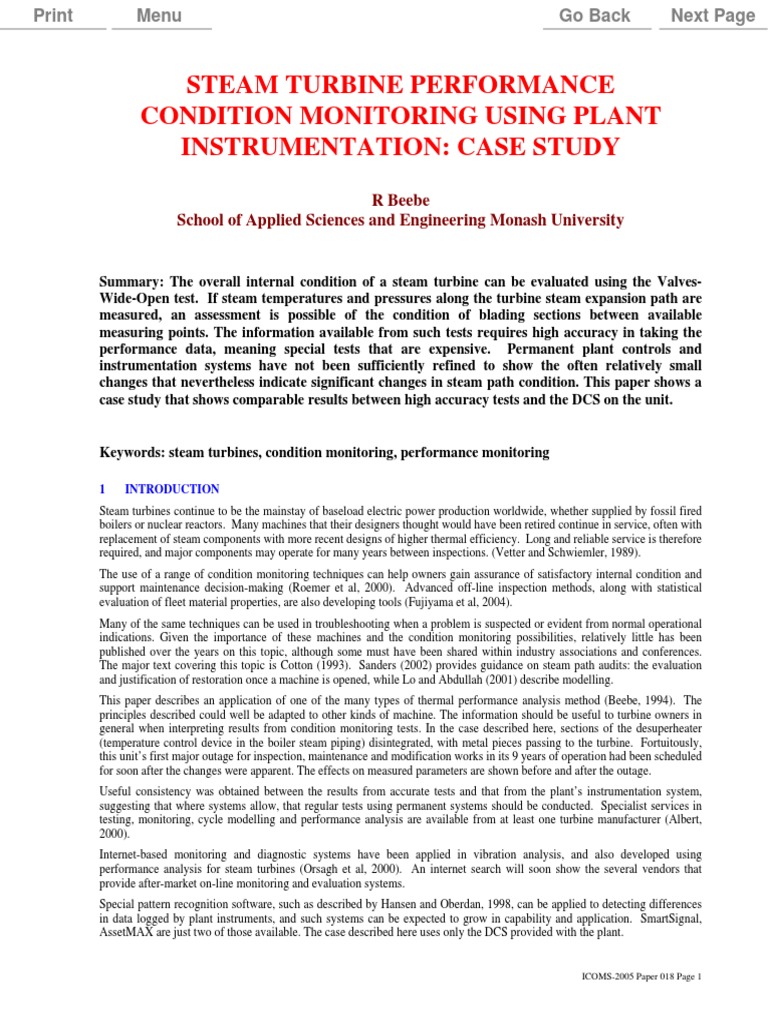 Steam Turbine Performance Case Beebe - Turbs-018 | PDF | Steam | Boiler
