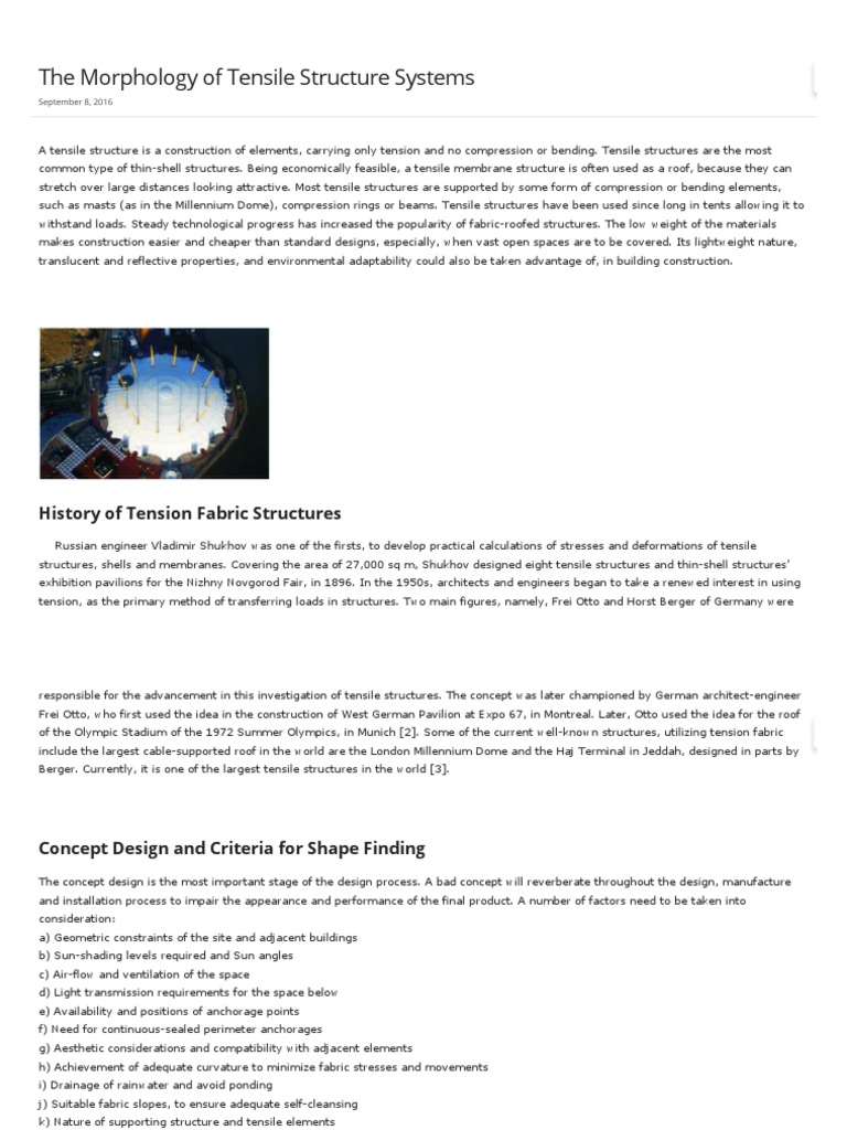 The Morphology of Tensile Structure Systems | PDF | Building ...
