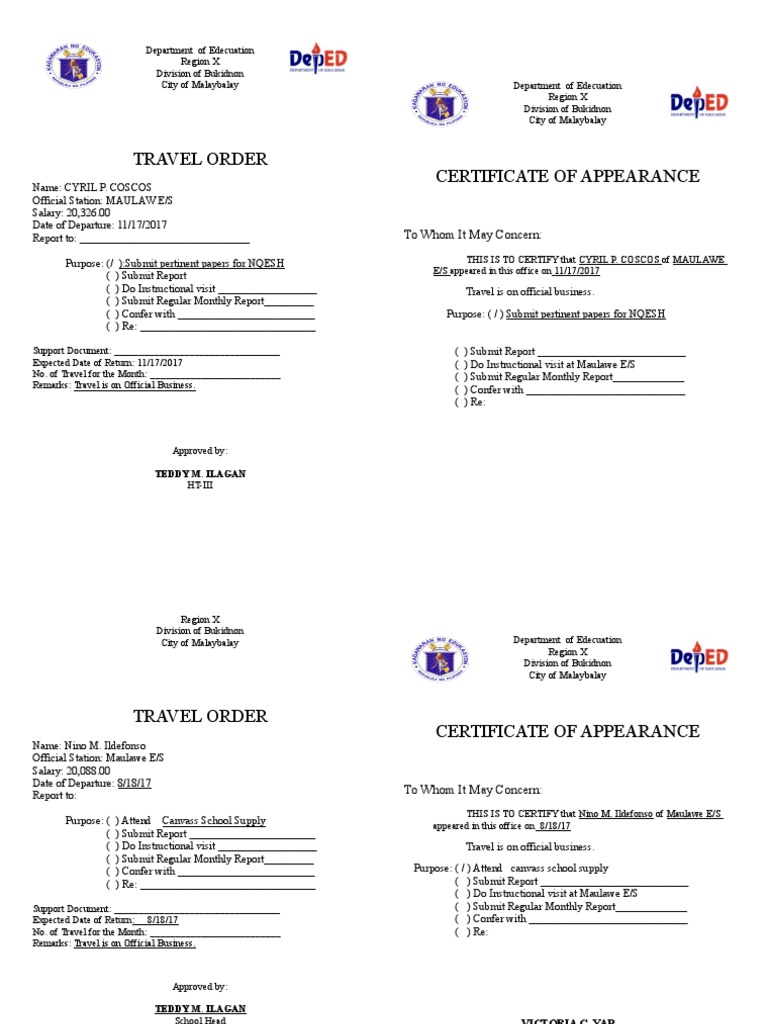 Travel Order Mooe Business Free 30day Trial Scribd