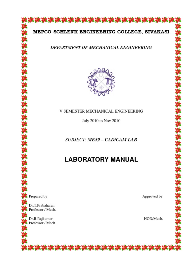 CAD/CAM Lab Manual for Mechanical Engineering | PDF | Computer Aided ...