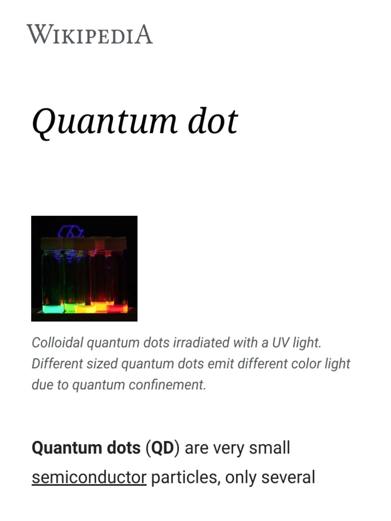 Colloidal Quantum Dots and Their Properties | PDF | Light Emitting ...