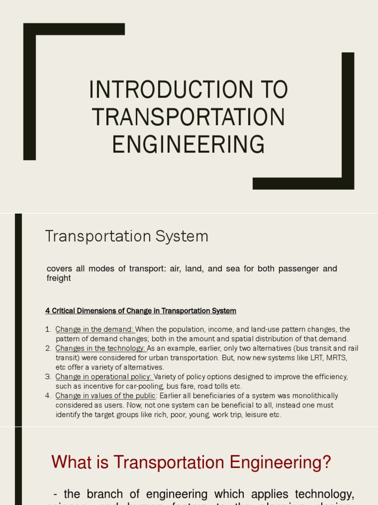Transportation Engineering and Principles PDF Transportation