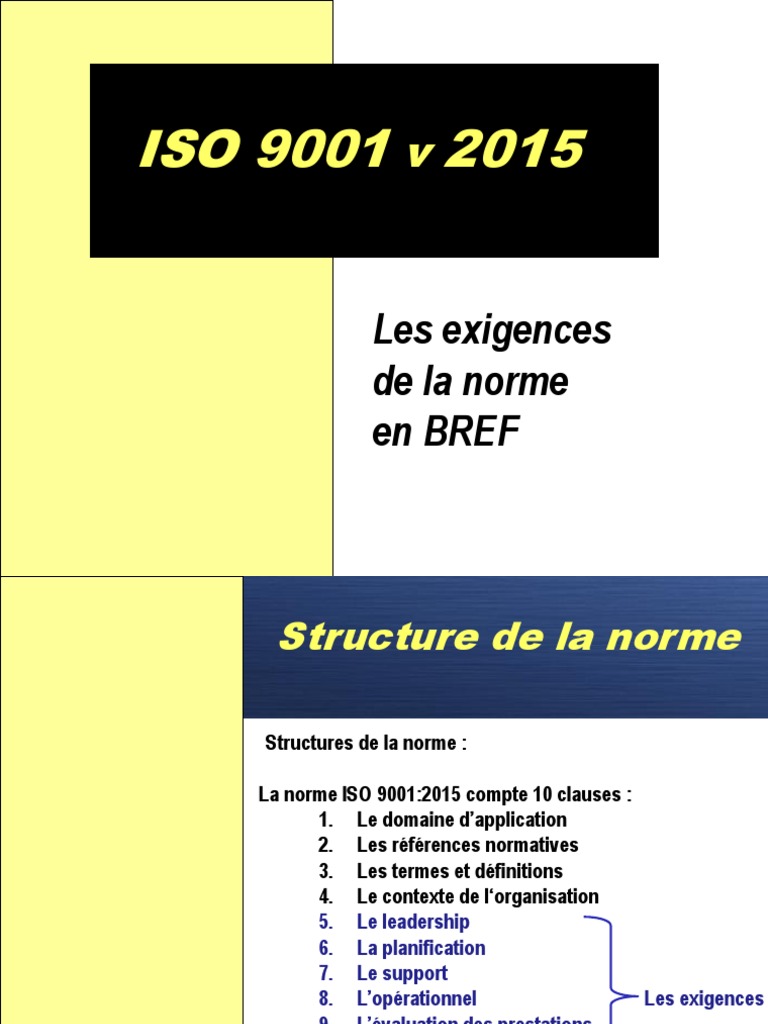 Exigences de la norme ISO 9001:2015 | PDF | Management de la qualité ...