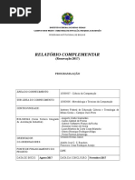 Relatório Complementar - Projeto Programa Ação - Agosto a Dezembro 2017