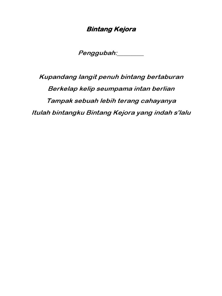 Lirik Bintang Kejora | PDF