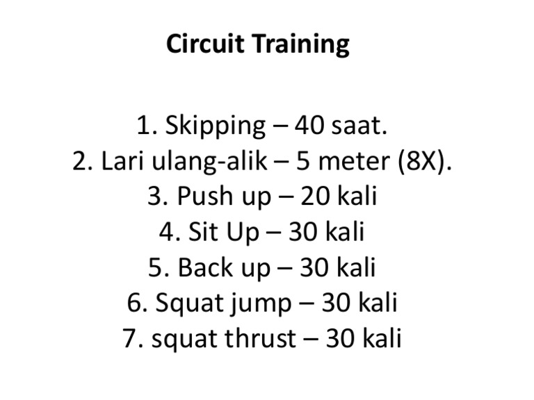 Circuit Training Workout Routine | PDF