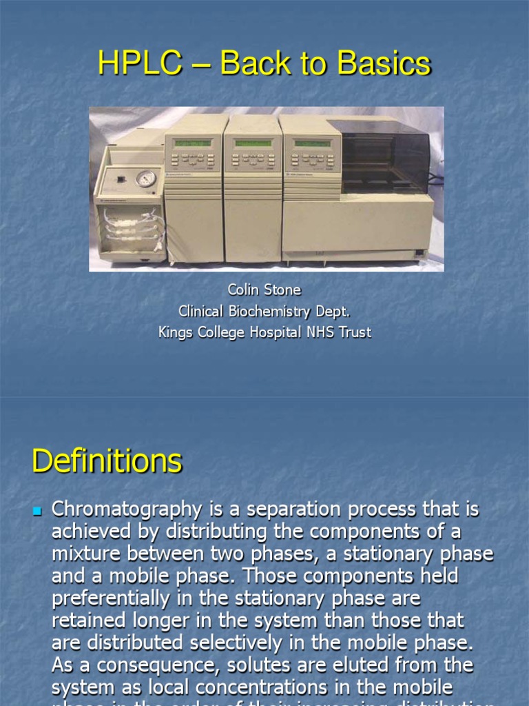 HPLC Back To Basics PDF High Performance Liquid Chromatography