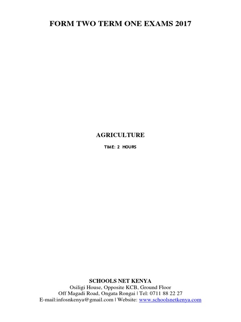 Agriculture Paper Form 2 Term 1 Exam 2017 Pdf Cattle Agriculture