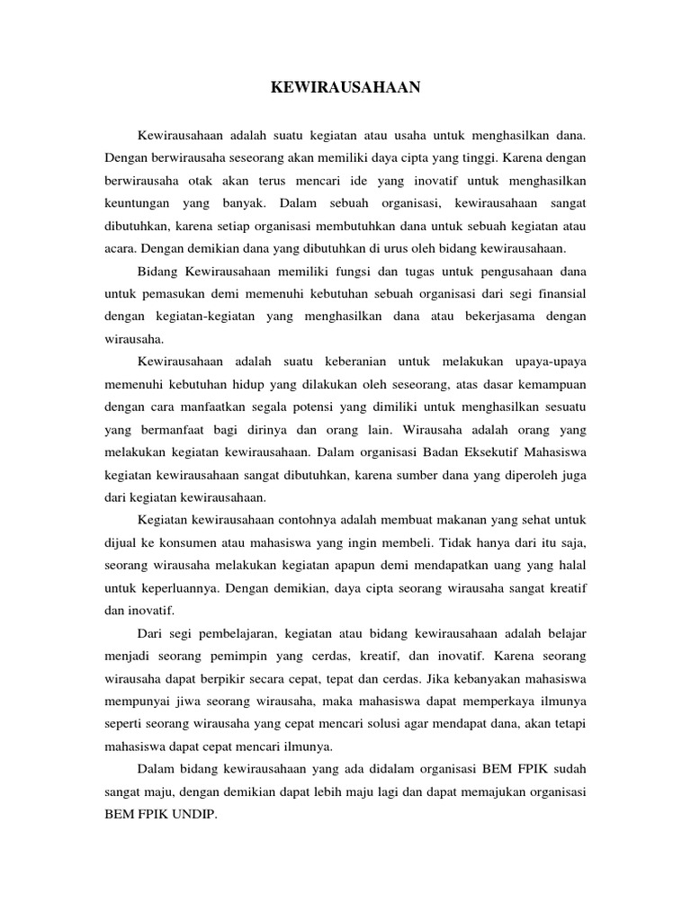 Essay Kewirausahaan
