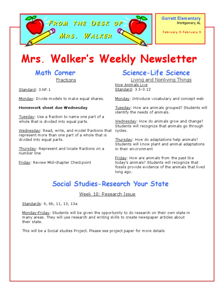 Weekly Newsletter: Fractions & Research | PDF | Social Science