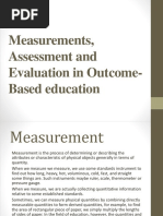 Measurements Assessment and Evaluation in Outcome Based Education