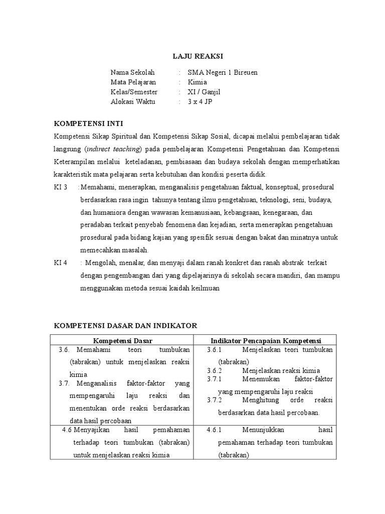 6 Rpp Laju Reaksi Siap