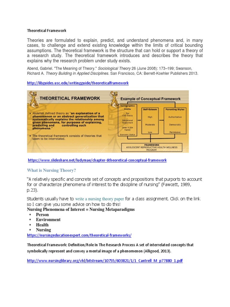 Theoretical Framework  PDF  Theory  Nursing