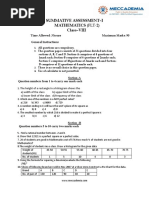 Summative Assessment-I Mathematics (Flt-2) Class-VIII