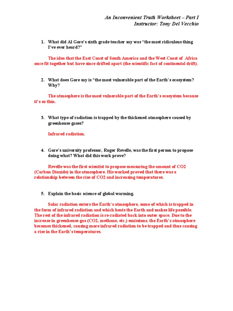 Ait Worksheet Answers Part I  PDF  Carbon Dioxide In Earth