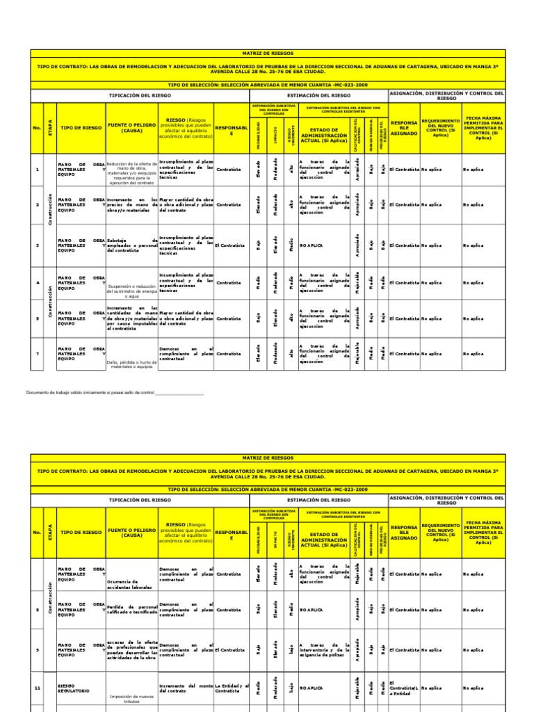 Matriz de Riesgos en Construcción | PDF | Riesgo | Economias